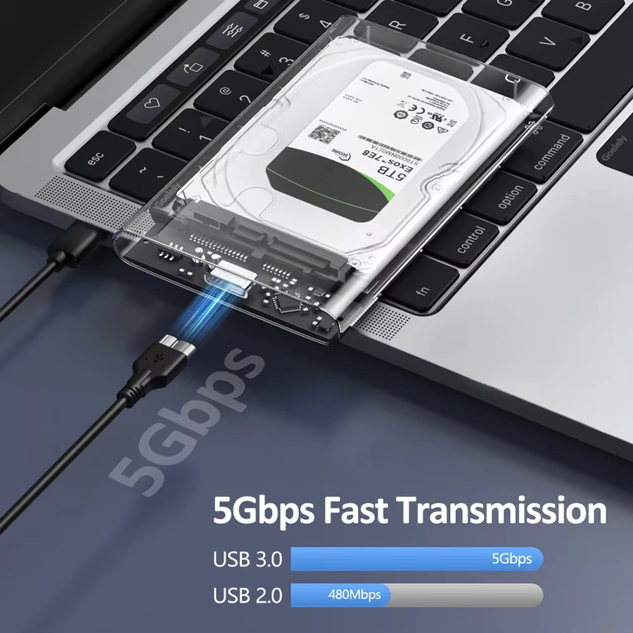 KEBIDUMEI 2,5-Zoll-SATA-SSD-Festplattengehäuse mit USB-C und Micro-B Anschluss, 5 Gbit/s Übertragungsgeschwindigkeit, mobiles externes HDD-Gehäuse - Bild 2