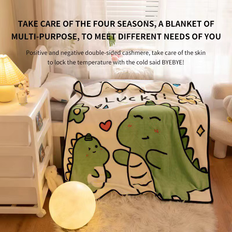 Baby Decke mit Cartoon Dinosaurier Muster in Grün, weiche Sommer Nickerchen Decke, B/B: 100 x 104 cm - Bild 3