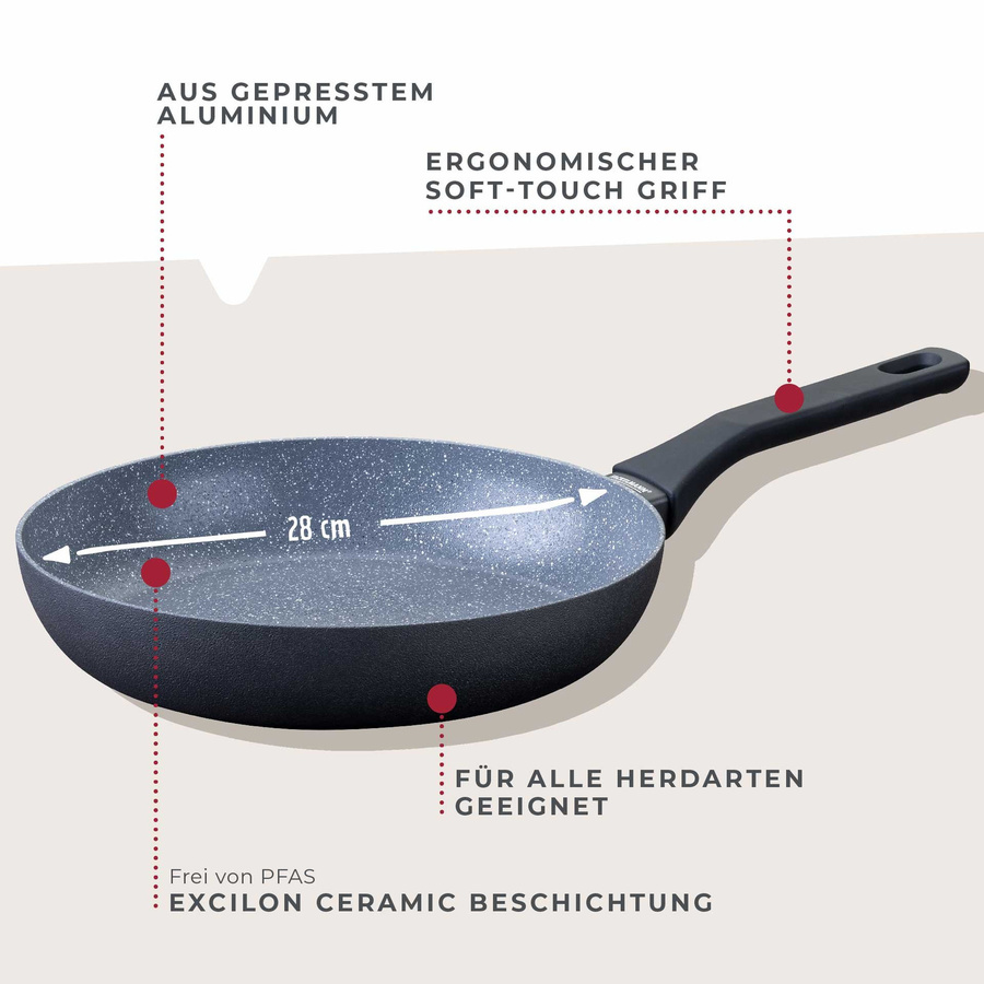Fackelmann Bratpfanne Cosmo mit Keramik-Antihaftbeschichtung in Schwarz und Grau, Durchmesser: 28 cm - Bild 3