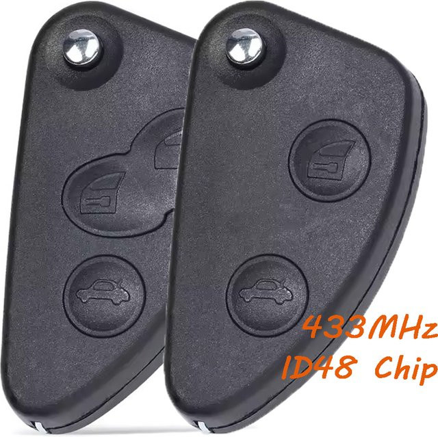 DIYKEY Fernbedienung Auto Schlüsselanhänger für Alfa Romeo 147 156 166 GT, 433 MHz ID48 Chip, 2 oder 3 Tasten, Farbe: Schwarz - Bild 1