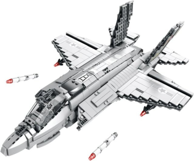 Reobrix Kampfjet Klemmbaustein Flugzeug 1600 Teile ab 14 Jahren - Bild 1
