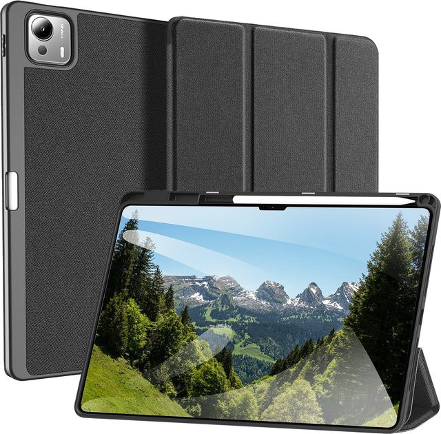 DUX DUCIS Tablet-Hülle mit dreifach faltbarem Ständer für Xiaomi Pad 6S Pro 12.4 und Pad 7 Ultra 14 Zoll mit Stylus-Stifthalter und Auto-Sleep-Wake in Blau oder Schwarz - Bild 1