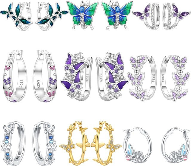 MISEFF Ohrring, 925 Silber, Schmetterling, Zirkonia, Damen - Bild 1