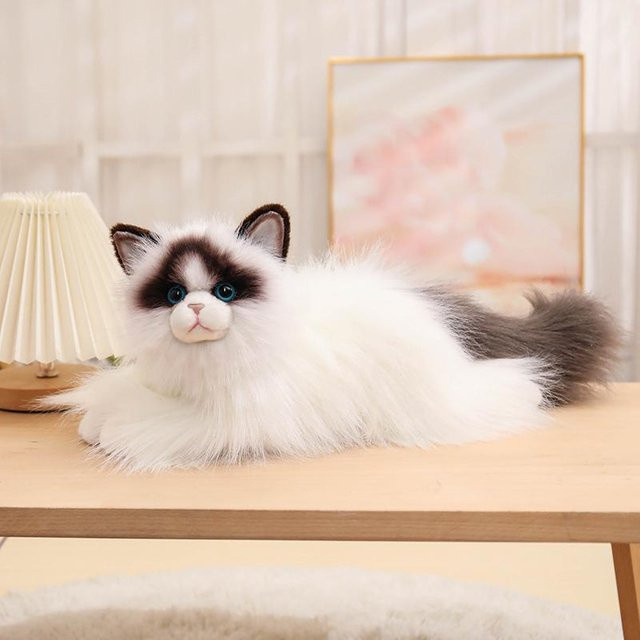 Kidsly Simulierte Stoffpuppenkatze, Plüschtiere, Langhaarig, Blaue Paillettenaugen, 50cm - Bild 1