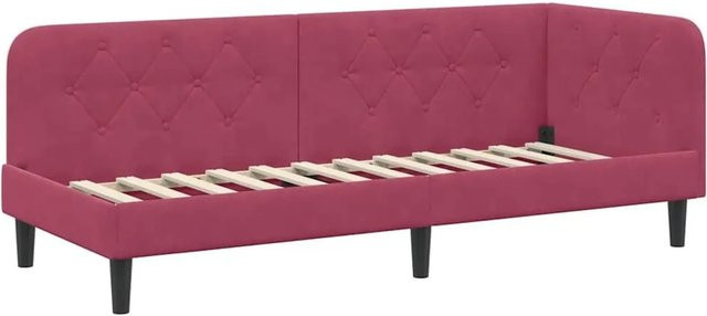 vidaXL Eckbettgestell mit Kopfteil in Weinrot aus Samt, B/T/H: 80 x 200 x 140 cm - Bild 1