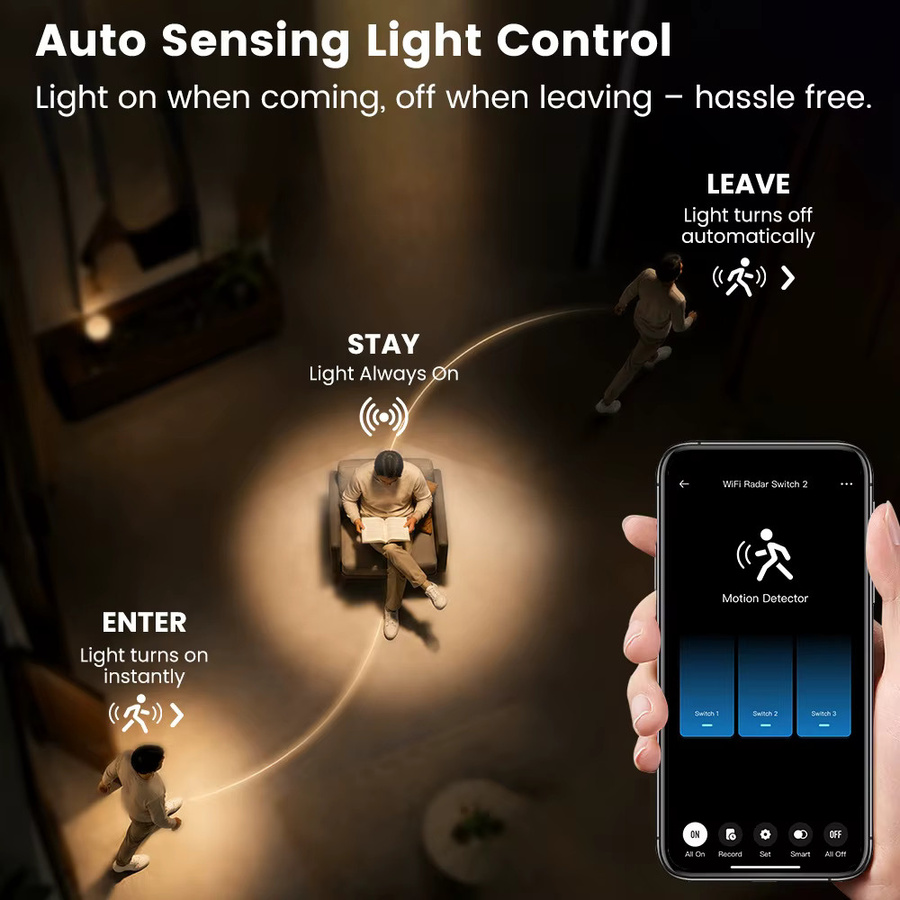SmarDeer Smart-Schalter mit Bewegungssensor in Weiß, kompatibel mit Alexa, Google Assistant und Tuya App-Steuerung - Bild 4