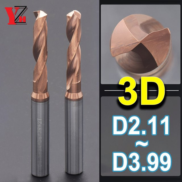 YZH Hartmetall-Spiralbohrer aus Wolframstahl mit externer Kühlung für CNC-Werkzeugmaschinen, Durchmesser: 2,23 mm bis 4,14 mm - Bild 1