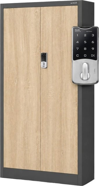 DANIEL Büro-Aktenschrank Daniel mit elektronischem Zahlenschloss in Anthrazit und Eiche Sonoma, Höhe: 185 cm, Breite: 90 cm, Tiefe: 40 cm - Bild 1