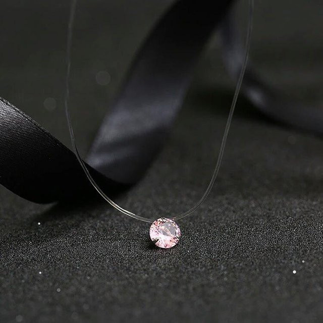 Halskette Damen, Imitation Perle, Kristall Zirkon, rosa - Bild 1