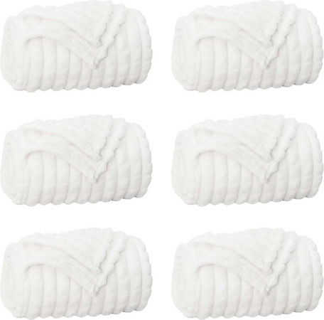 6er Set vidaXL Wohndecken aus Fleece in Weiß, B: 150 cm, T: 130 cm