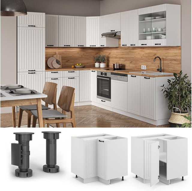 Vicco Eckunterschrank Fame-Line in Weiß im Landhausstil für deine Küche, Breite: 87 cm - Bild 1