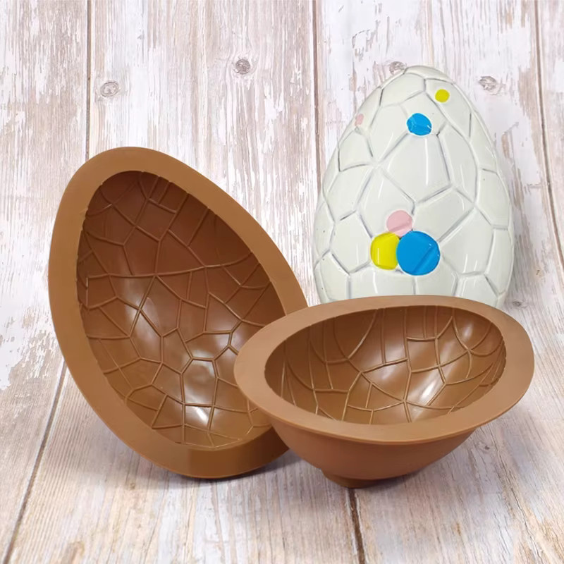 SHENHONG Silikonform für 3D Schokoladen-Ostereier und DIY Osterdekorationen, Oval, Braun - Bild 1