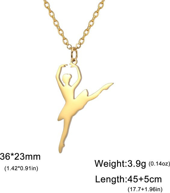 Anhänger Halskette Tanzende Ballerina, Edelstahl, Damen, 50 cm, beige - Bild 1
