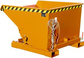 Bauer EXPO-E 600 Späne-Kippbehälter mit Siebblech, öl- und wasserdicht, staplertauglich, Gelborange RAL 2000, B: 107,0 cm, H: 126,0 cm, T: 83,5 cm - Bild 1
