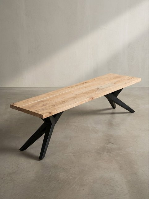 KADIMA DESIGN Esszimmerbank aus Akazie Massivholz und Metall im Loft-Stil, braun, B/T/H: 160 x 45 x 45 cm - Bild 1