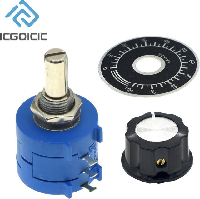 Multiturn Einstellbares Widerstand Potentiometer Kit 3590S mit Potentiometerknopf A03 in verschiedenen Widerstandswerten von 100 Ohm bis 100K Ohm - Bild 1