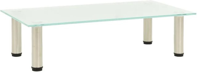 vidaXL TV-Tisch aus mattem Hartglas und Edelstahl in Transparent, B/T/H: 60 x 35 x 17 cm - Bild 1