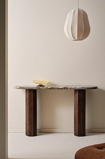 Jotex Sideboard Louie aus Mango-Holz in Braun mit Stein-Elementen, Modernes Wohnzimmer-Sideboard - Bild 1