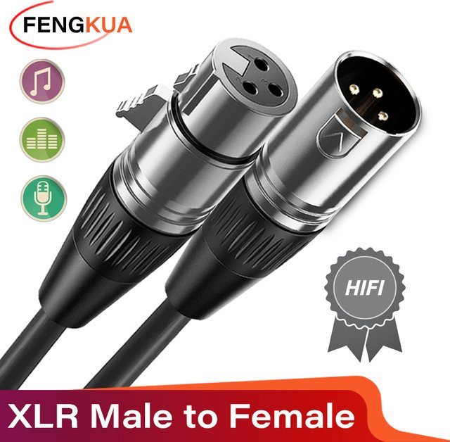 FENGKUA XLR-Kabel symmetrisch in Schwarz mit Stecker auf Buchse für Mikrofon und Mischverstärker - Bild 1