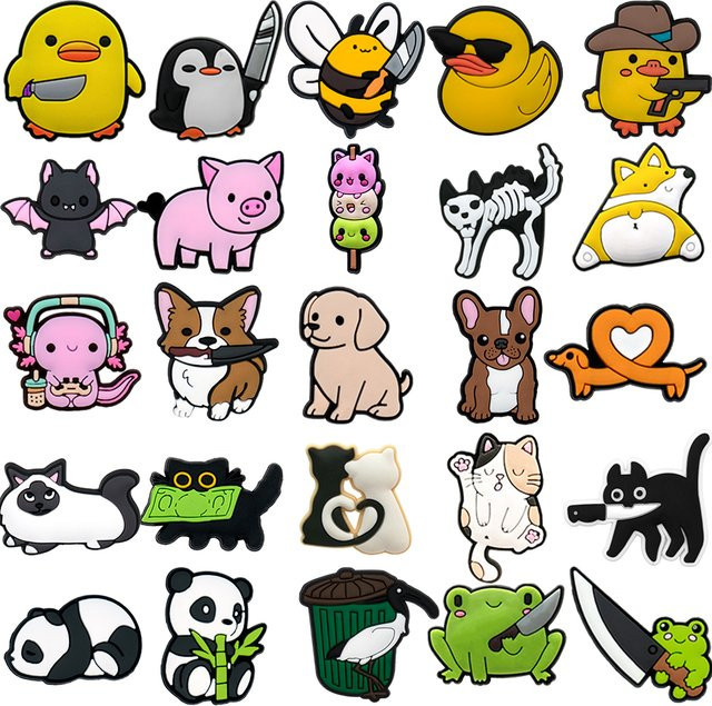Schuhe Charms Panda, Katze, Hund, Ente, Pinguin, Frosch, Biene, Fledermaus, Damen - Bild 1