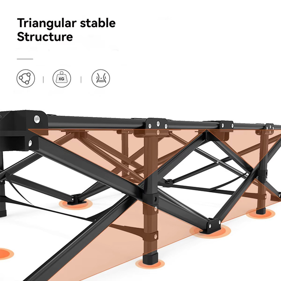 Super life Klappbares Campingbett für Erwachsene in Schwarz mit robustem Metallgestell und Stoffbezug - Bild 5