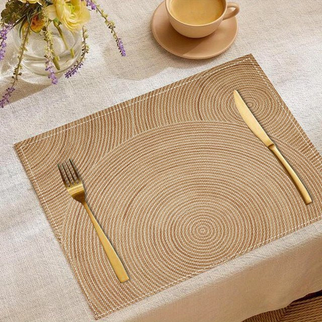 VIKAMA Tischsets mit geometrischem Streifenmuster in Beige, rechteckig, leicht zu reinigen - Bild 1