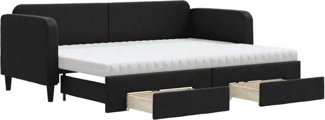 vidaXL Tagesbett ausziehbar mit Schubladen in Schwarz mit Polsterung und Schaumstoff, B/T/H: 200 x 80 x 75 cm - Bild 1