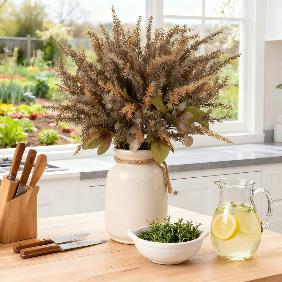 Künstlicher Blumenstrauß von yusheng mit Lavendelblüten und Weizen in Grün zur Dekoration für Tisch und Fensterbank - Bild 1