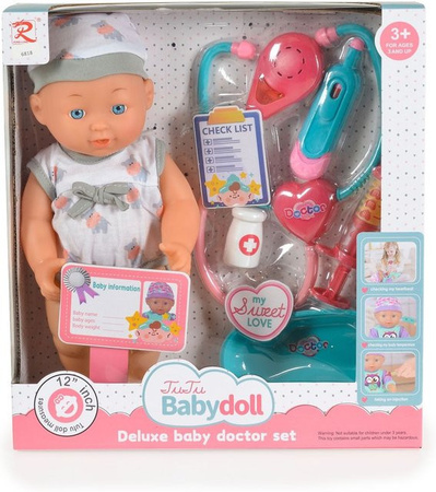Moni Kinderpuppe, 31 cm, mit Geräuschen, grau