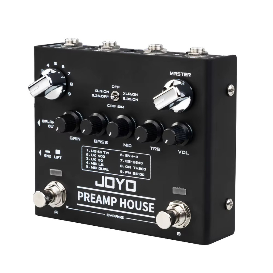 JOYO R-15 Preamp House E-Gitarren-Effektpedal in Schwarz mit zweikanaligem Cabinet-Simulator, 9 Verstärker-Vorverstärkern und 18 Klangen - Bild 4
