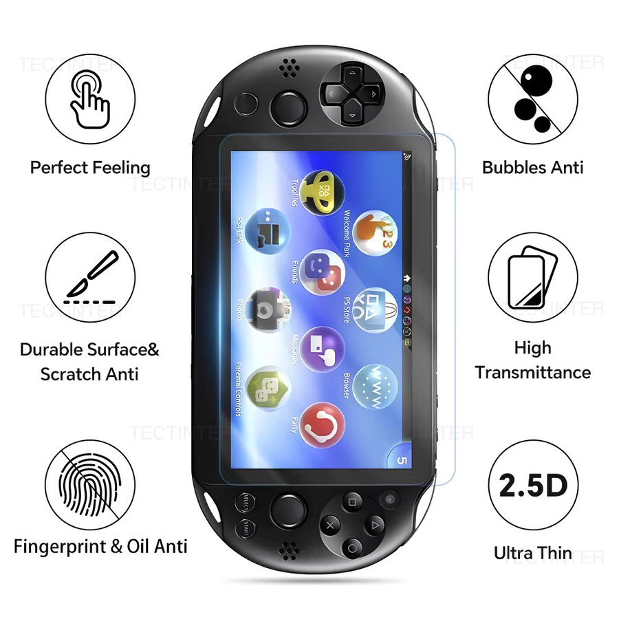 Displayschutzfolien-Set für Sony PlayStation PS Vita: Gehärtetes Glas für die Vorderseite (PS Vita PSV 1000) und transparenter Full-HD-Schutzfilm für die Rückseite (PSV 2000) - Bild 2