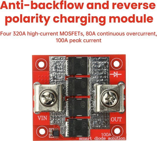 100 A Hochstrom-Diodenmodul als Solarregler mit Anti-Reverse-Ladefunktion und Anti-Reverse-Stromschutz in Rot - Bild 1