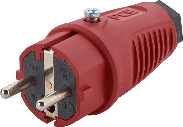 PCE Schutzkontakt-Stecker aus Kunststoff in Rot - Bild 1