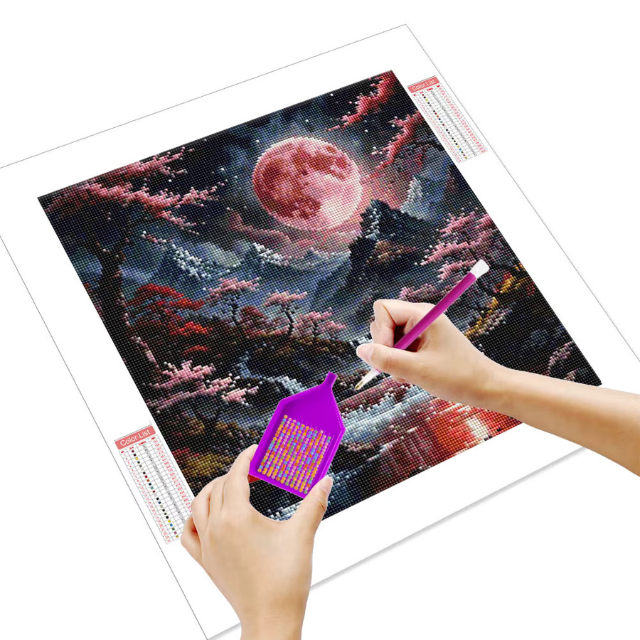 HUACAN Diamant-Malerei DIY Set mit mystischer Mondschein-Landschaft in 5D und 3D-Effekt - Bild 2