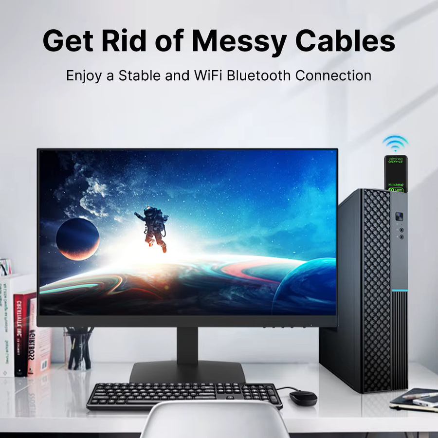 DERAPID AX900 WiFi 6 und Bluetooth 5.4 USB-Adapter in Schwarz für PC und Laptop mit Dual-Band 2,4G & 5GHz - Bild 4