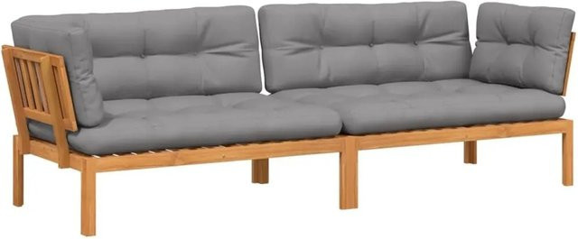 vidaXL Garten-Ecksofa Set aus Akazien-Massivholz mit Kissen in Grau und Dunkelbraun-grau - Bild 1