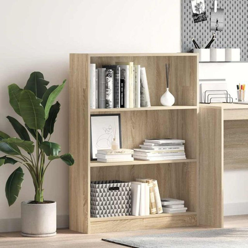 Modernes Bücherregal von Vidaxl aus Holzwerkstoff in Eiche Natur Braun, B/T/H: 80 x 24 x 109 cm - Bild 1
