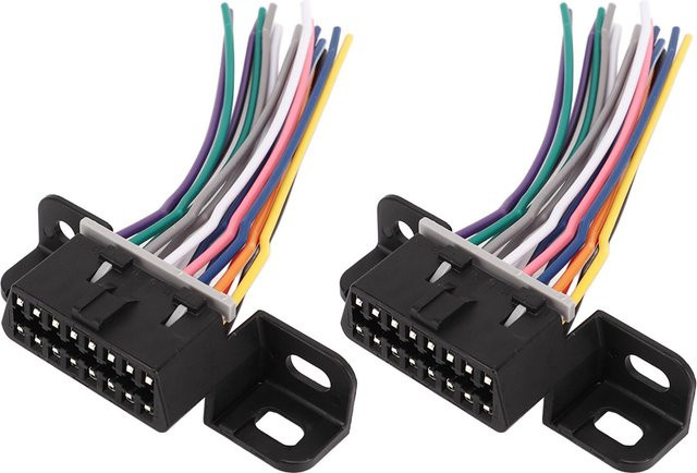 2er-Set KaiSai OBD2 16 Pin Diagnose Buchse Kabelbaum Universell passend für die meisten OBD2-Steckverbinder in Grau und Multicolour - Bild 1