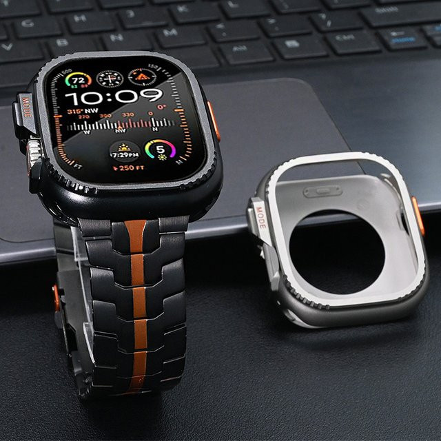 Uhrenarmband Titan, Edelstahl, Schwarz, Herren - Bild 1