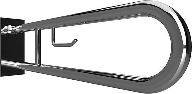 Brillantbad BELP Stützklappgriff in U-Form mit Toilettenpapierhalter aus Edelstahl poliert, Silber, B/T/H: 10,0 x 25,0 x 76,6 cm - Bild 1