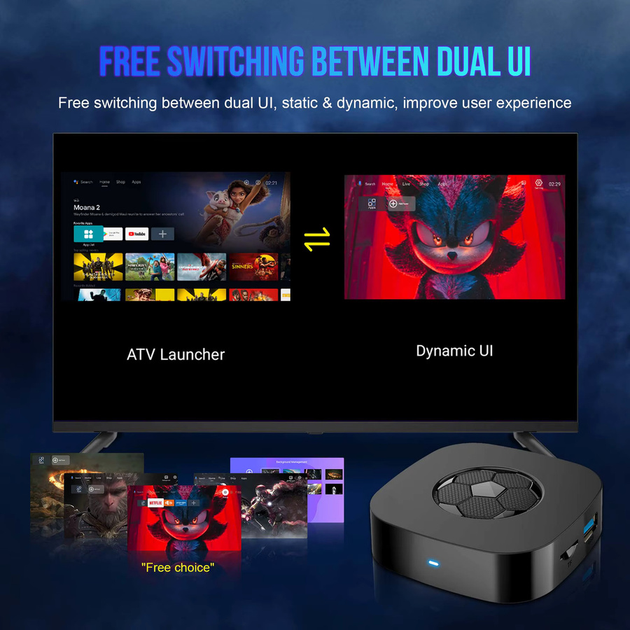MORTAL T1 Ultra Android 16 TV-Box mit 8GB RAM und 128GB Speicher, 4K UHD Media Player, WiFi6, Bluetooth 5.4 und Sprachfernbedienung, Schwarz - Bild 2