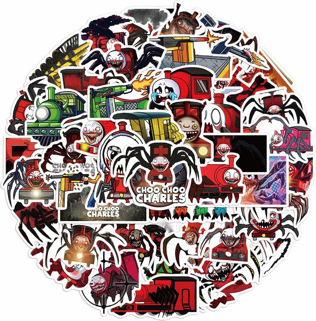 50 Stück Terror Charles Zug Aufkleber im Gothic Graffiti Stil für Laptop, Skateboard und DIY Dekoration, Mehrfarbig - Bild 1