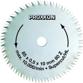 Proxxon Kreissägeblatt Super-Cut für Holz und Kunststoff, Silber, Durchmesser: 85 mm, 80 Zähne - Bild 1