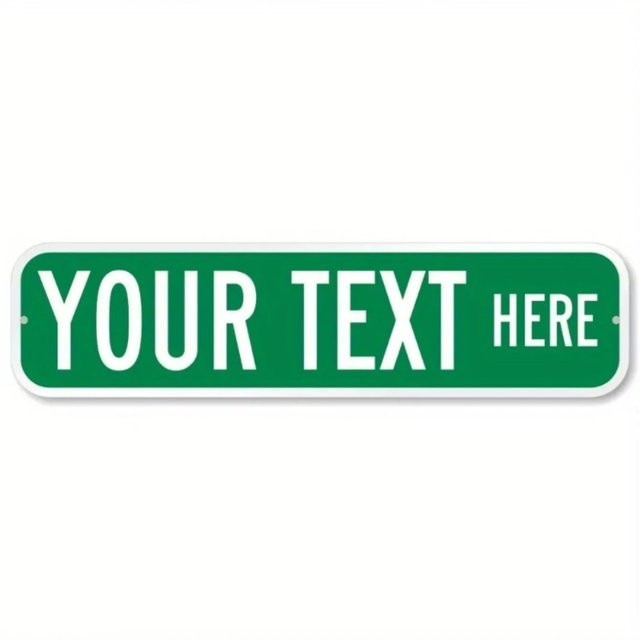 Personalisiertes grünes Straßenschild aus Metall mit individuellem Text Hello Young als wasserdichte Wanddekoration für den Außenbereich - Bild 1