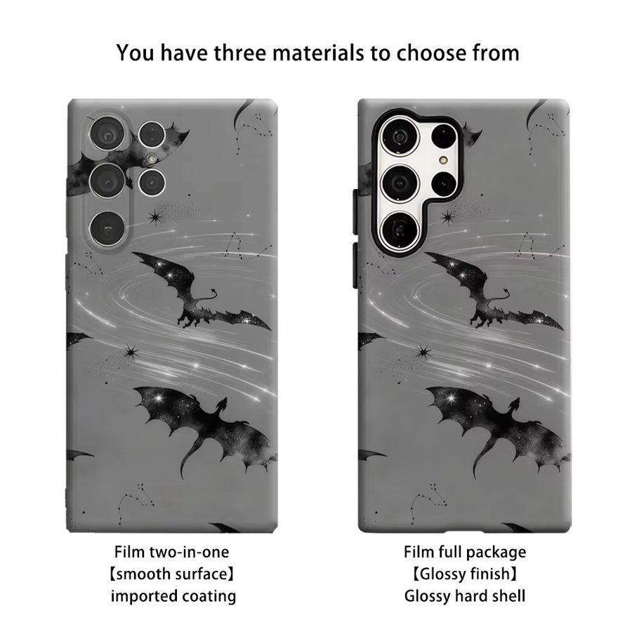 Aurbe Handyhülle für Samsung Galaxy S26 S25 S24 S23 Ultra Plus mit Mystischer Sternen-Drachen Optik in Grau aus Hartplastik - Bild 2