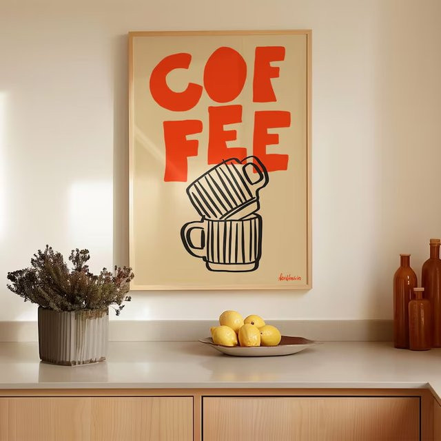 Potdemiel Espresso Minimalismus Leinwand Kunstdruck Abstract Wandbild für Wohnzimmer und Esszimmer - Bild 1