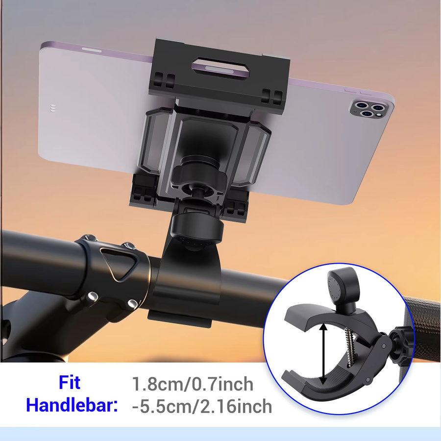 xnyocn Universeller Halter für Fahrrad, Motorrad und Kinderwagen für Tablets und Smartphones von 4 bis 13 Zoll, Schwarz - Bild 2