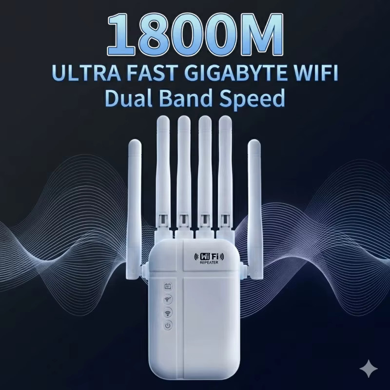 Regaton WiFi 6 Extender 1800Mbps Dual Band Wireless Repeater Signalverstärker mit 6 Antennen und Ethernet-Anschluss, Weiß - Bild 2