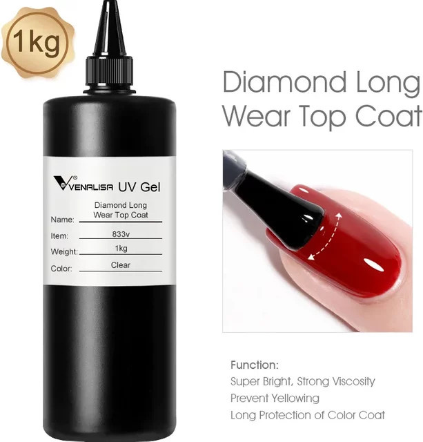 Venalisa Diamond Top Coat Jelly Pink, 1L, Glänzend - Bild 1