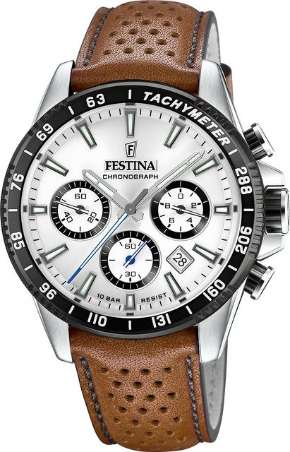 Festina Chronograph, Quarz, Edelstahl, Leder, 45 mm, Herren - Bild 1